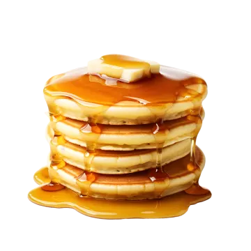 a stack of pancakes with syrup on top
