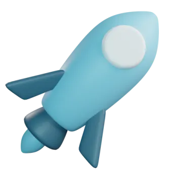 a blue rocket is flying through the air