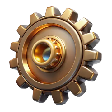 an image of a golden gear wheel