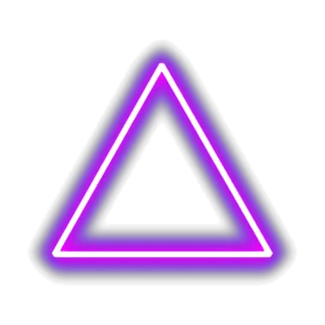 a purple neon triangle with a white background