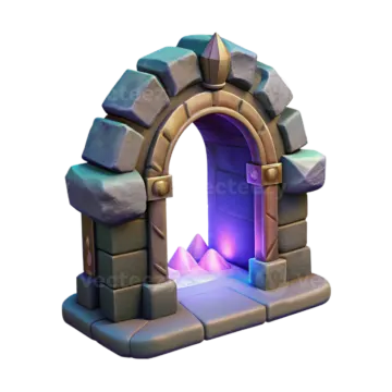 an arch with a purple light coming out