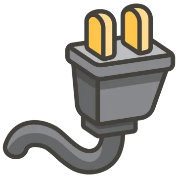 a black and white illustration of an electrical plug