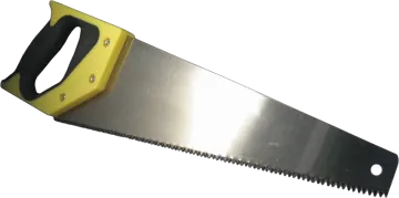 a yellow and black saw on a white background