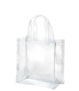 a clear plastic bag on a white background