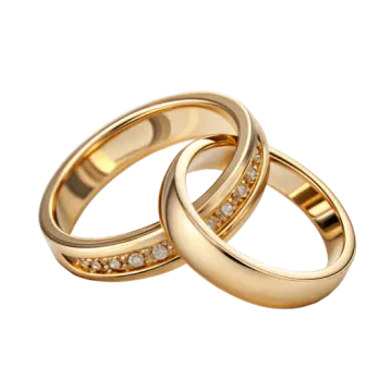 two gold wedding rings with diamonds