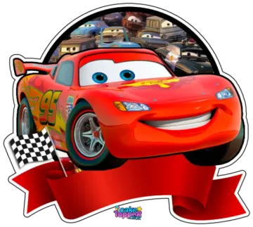 a cartoon character with a red ribbon around his neck