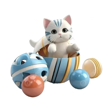a cat sitting on top of a ball