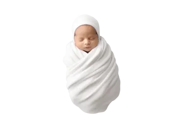 a newborn wrapped in a white blanket