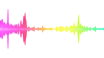 a colorful sound wave on a white background