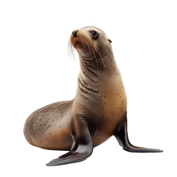 a seal sitting on top of a white surface