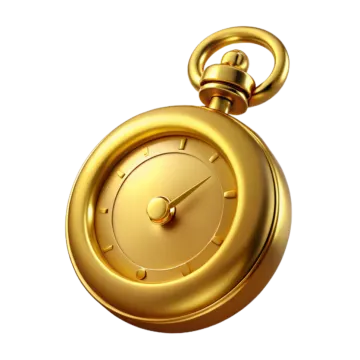 a gold pocket watch on a white background