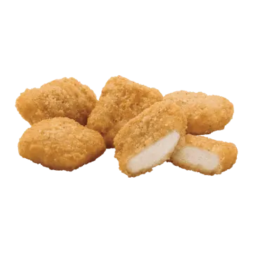 a pile of chicken nus on a white background