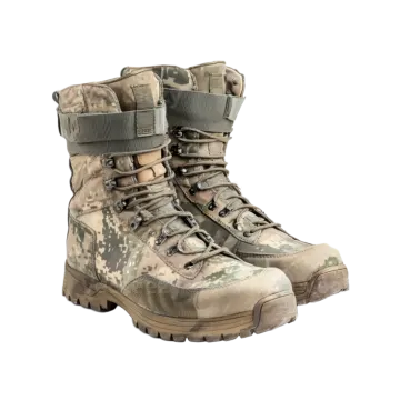 a pair of military boots on a white background