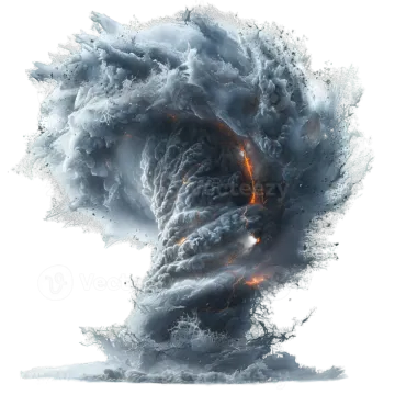 a white background with black smoke and orange flames
