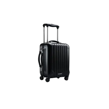 a black suitcase with wheels and handle