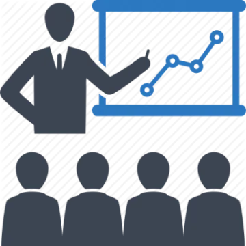 a man giving a presentation to a group of people