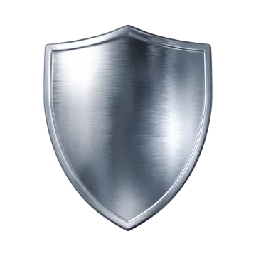 a metal shield on a white background