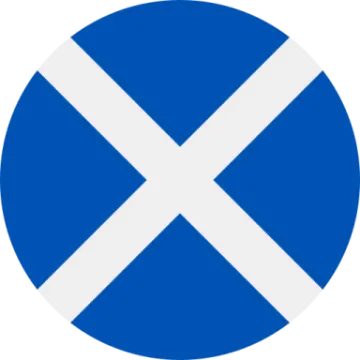 a blue and white circle with the scottish flag