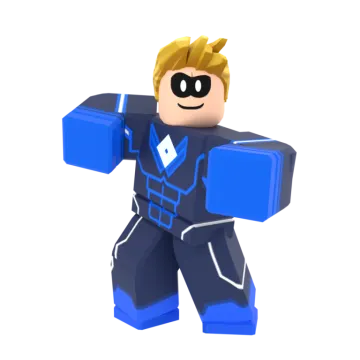 a lego character with a blue suit and black mask