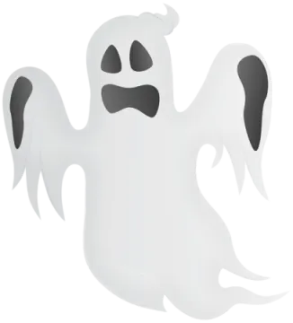 a white ghost with black eyes