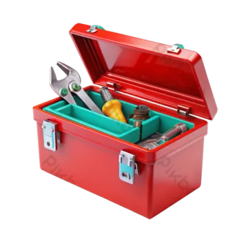 a red tool box with tools inside