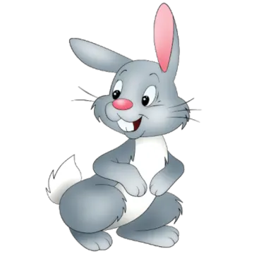 a cartoon rabbit sitting on the ground