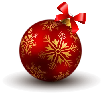 a red christmas ball with gold snowflakes on it