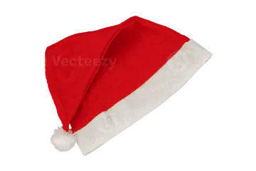 a red and white santa hat on a white background