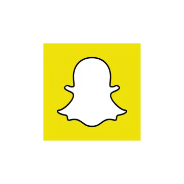 a white snap icon on a yellow background