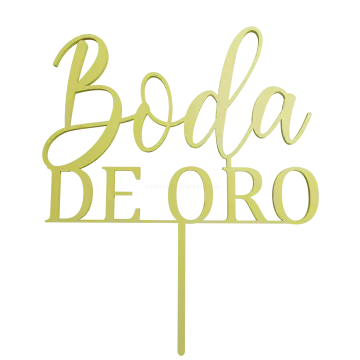 a gold cake topper with the word boa beo on it