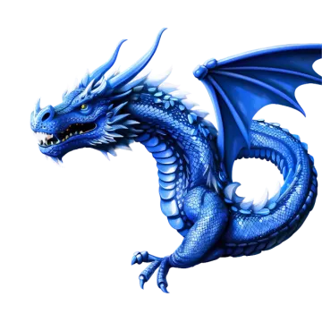 a blue dragon on a white background