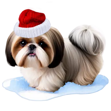 a small dog wearing a santa hat