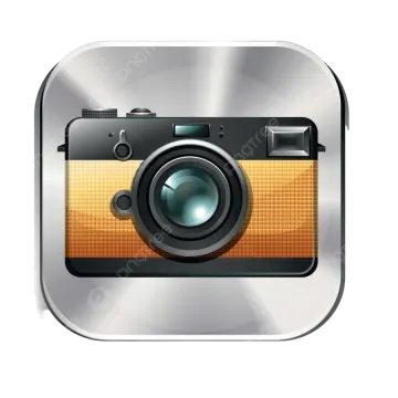 a camera icon on a white background