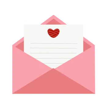 a pink envelope with a heart on it