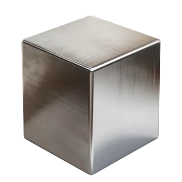 a stainless cube with a brushed surface