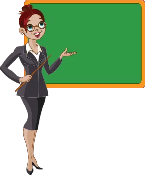 a woman teacher with a blackboard in her hand