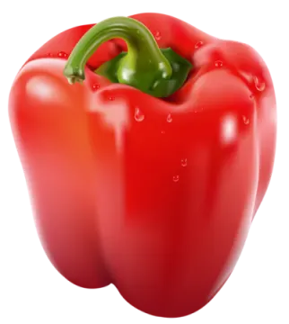 a red pepper with water droplets on it