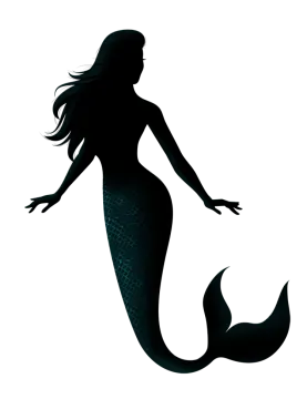 a mermaid silhouetted on a white background