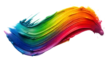 a rainbow - colored paint stroke