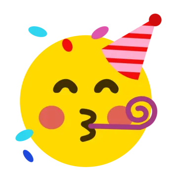 a yellow smiley face with a party hat