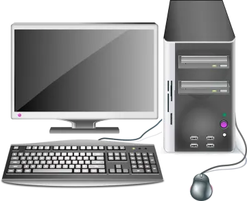 a computer with a mouse and keyboard vector