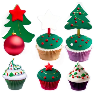 a bunch of cupcakes with decorations on them