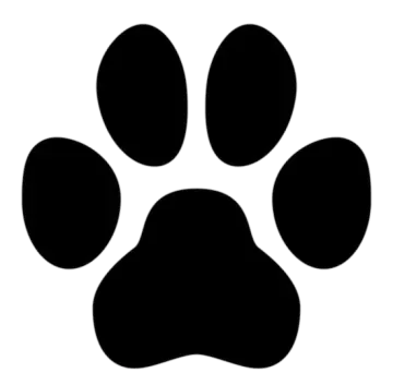 a black paw on a white background