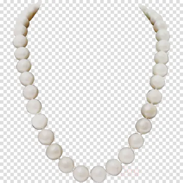 a white pearl necklace on a transparent background