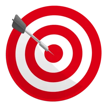a dart hitting in the center of a red target