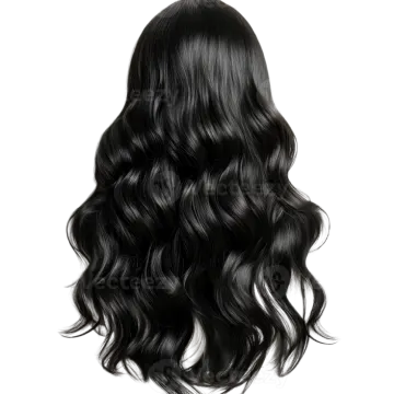 a black wig with long wavy hair