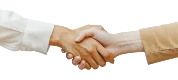 two people shaking hands on a white background