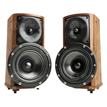 a pair of speakers on white background