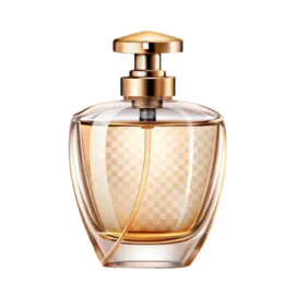 a bottle of perfume on a white background