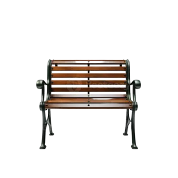 a wooden bench on a white background